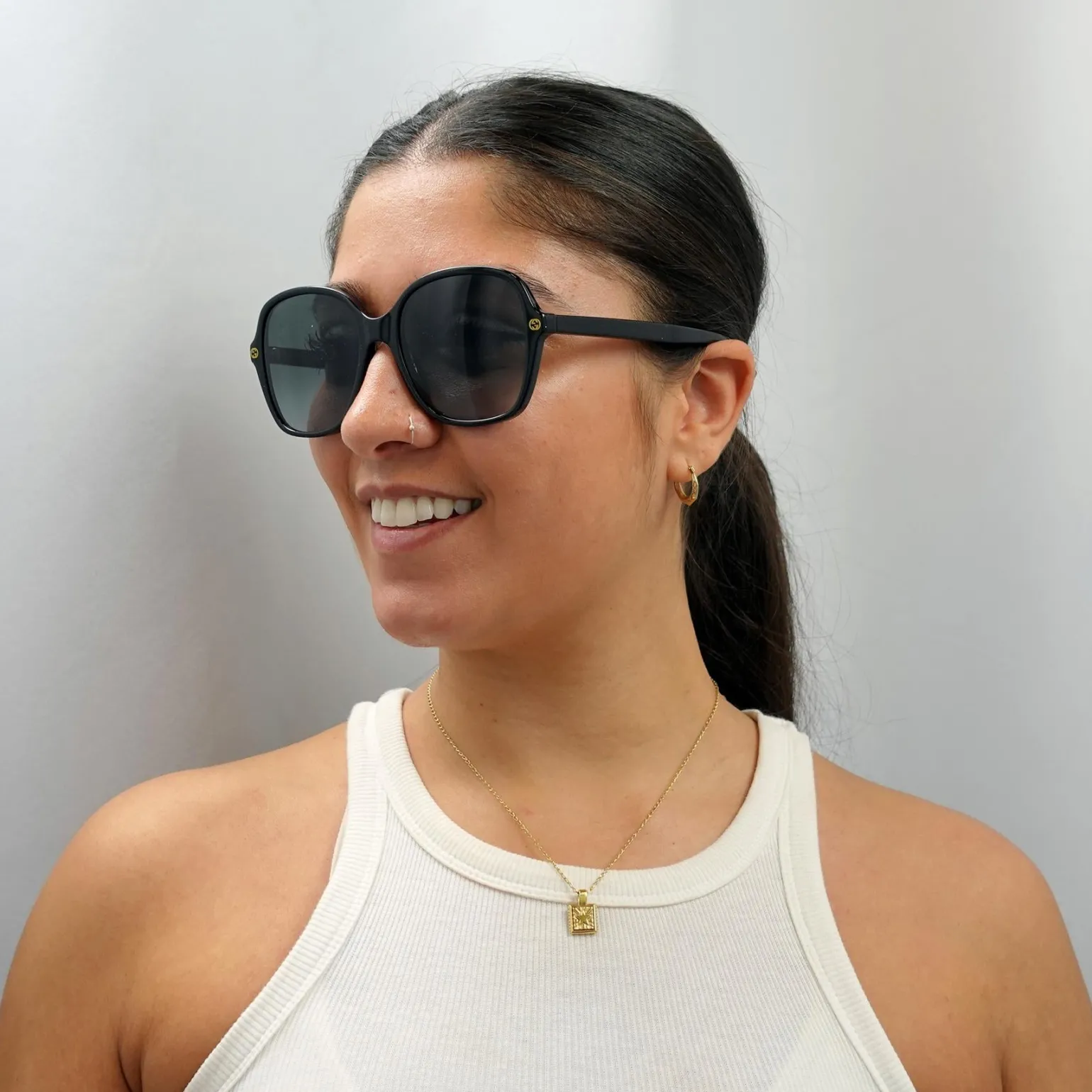 Gucci Sunglasses GG0092S 001 Black Grey Gradient