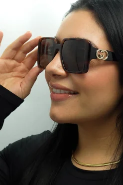 Gucci Sunglasses GG1692S 002 Dark Havana with Gold Dark Brown