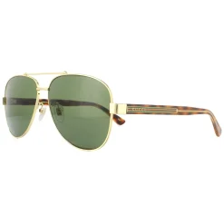 Gucci Sunglasses GG0528S 009 Gold and Havana Crystal Green