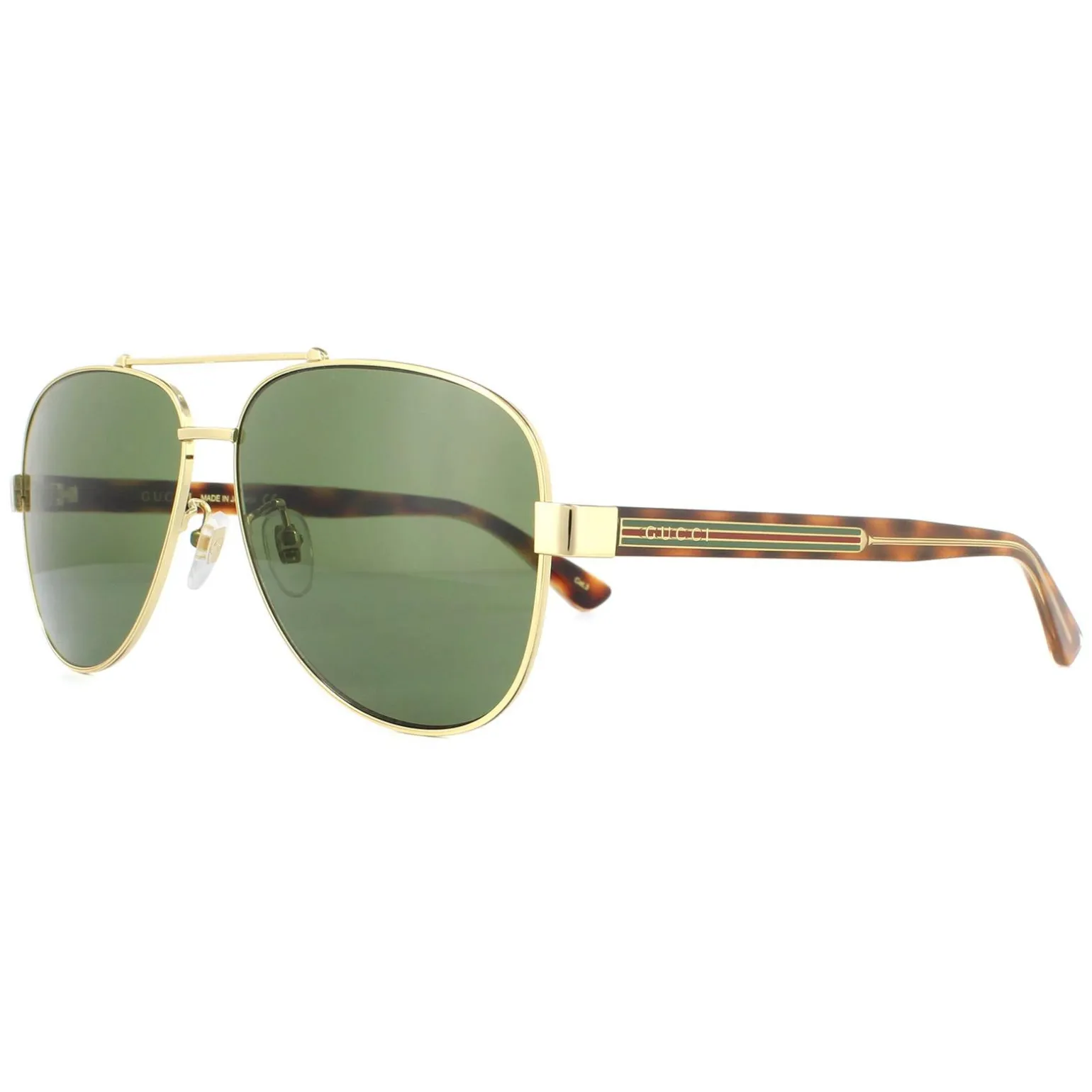 Gucci Sunglasses GG0528S 009 Gold and Havana Crystal Green