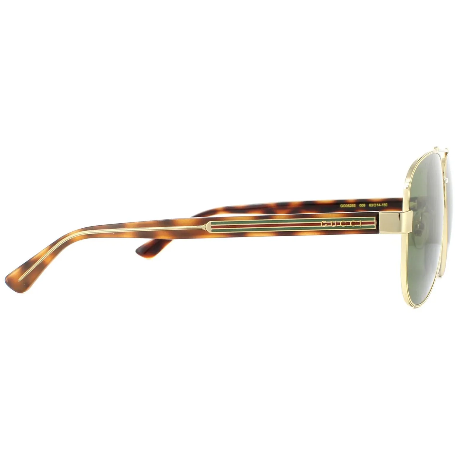 Gucci Sunglasses GG0528S 009 Gold and Havana Crystal Green