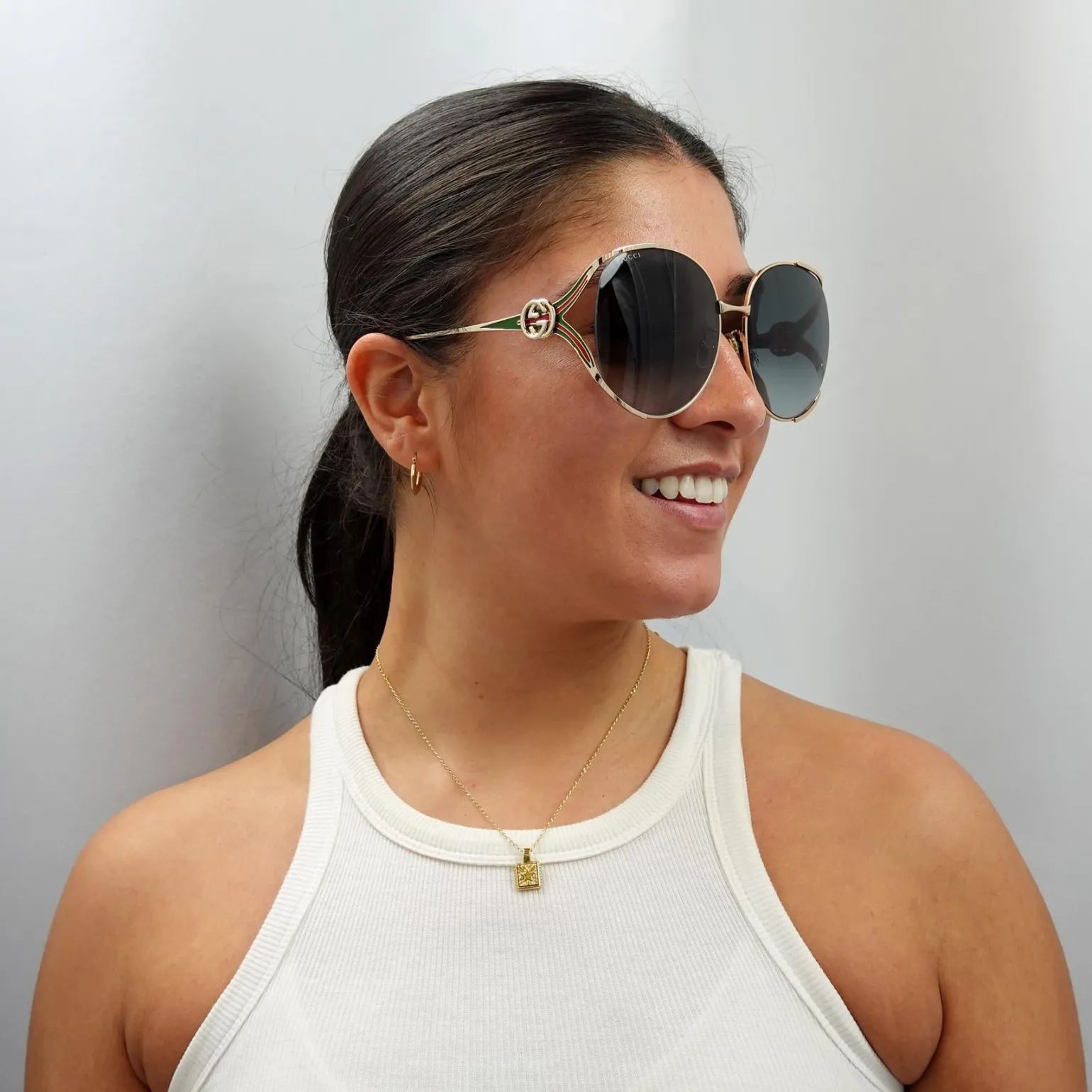 Gucci Sunglasses GG0225S 001 Gold Grey Gradient