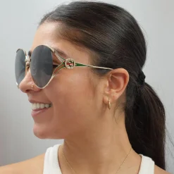 Gucci Sunglasses GG0225S 001 Gold Grey Gradient