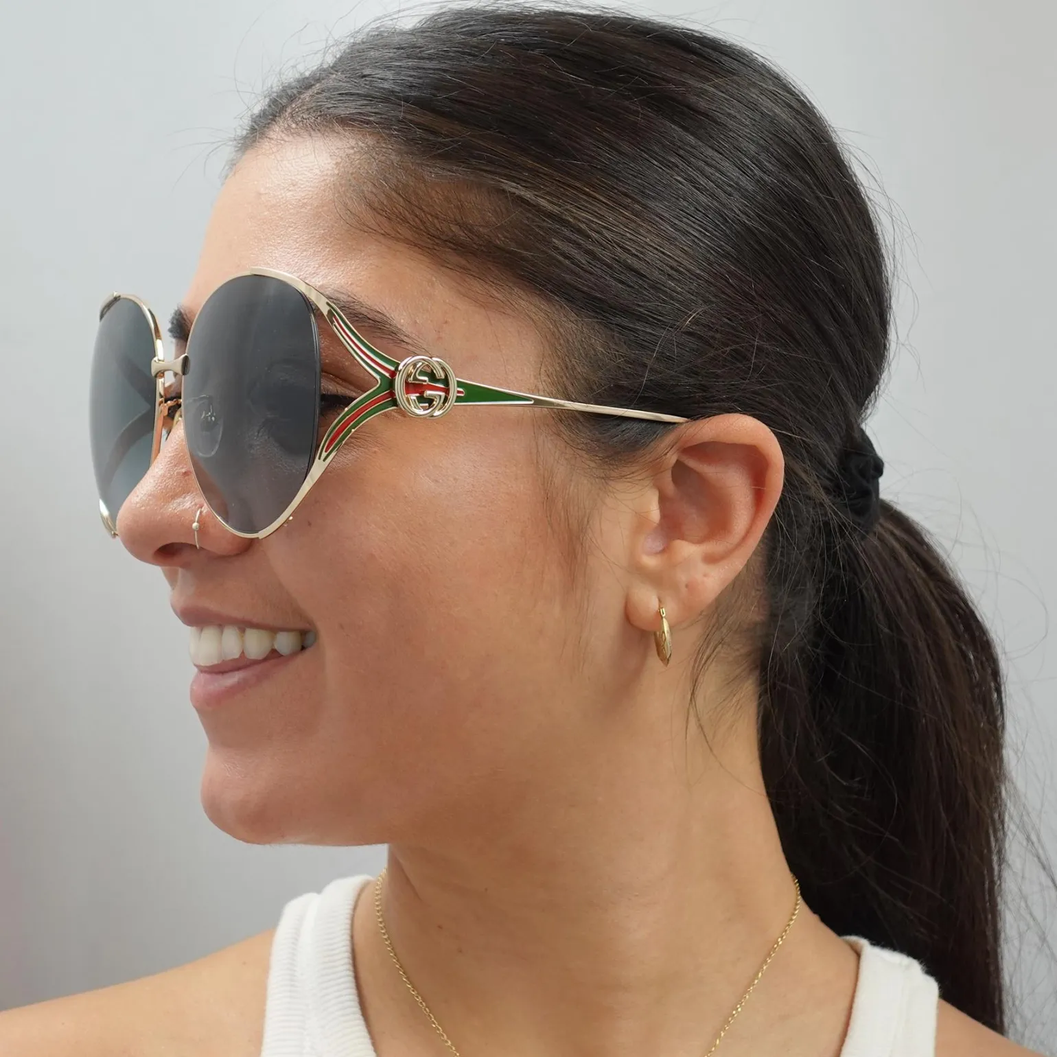 Gucci Sunglasses GG0225S 001 Gold Grey Gradient