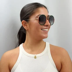 Gucci Sunglasses GG0061S 003 Gold Green and Red Green Gradient