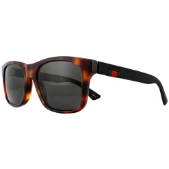 Gucci Sunglasses GG0008S 006 Havana Black Rubber Grey Polarized