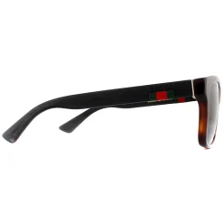 Gucci Sunglasses GG0008S 006 Havana Black Rubber Grey Polarized