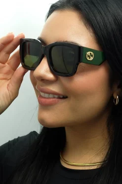 Gucci Sunglasses GG1663S 002 Havana with Green and Red Green