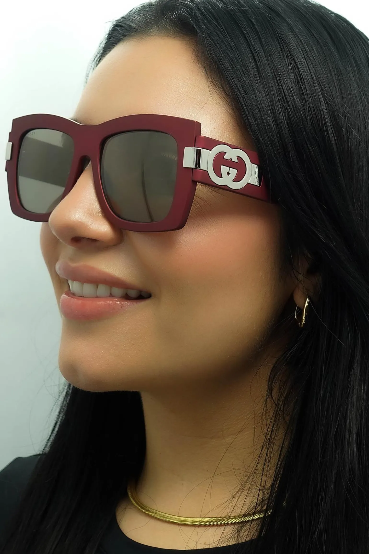 Gucci Sunglasses GG1688S 003 Red with Silver Grey with Light Silver Mi