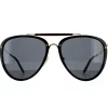 Gucci Sunglasses GG0672S 001 Shiny Black and Gold Grey