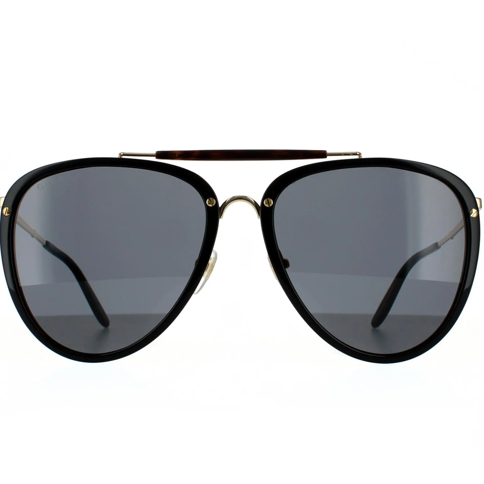 Gucci Sunglasses GG0672S 001 Shiny Black and Gold Grey