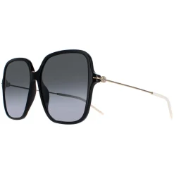Gucci Sunglasses GG1267S 001 Shiny Black and Gold Grey Gradient
