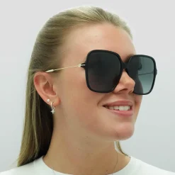Gucci Sunglasses GG1267S 001 Shiny Black and Gold Grey Gradient