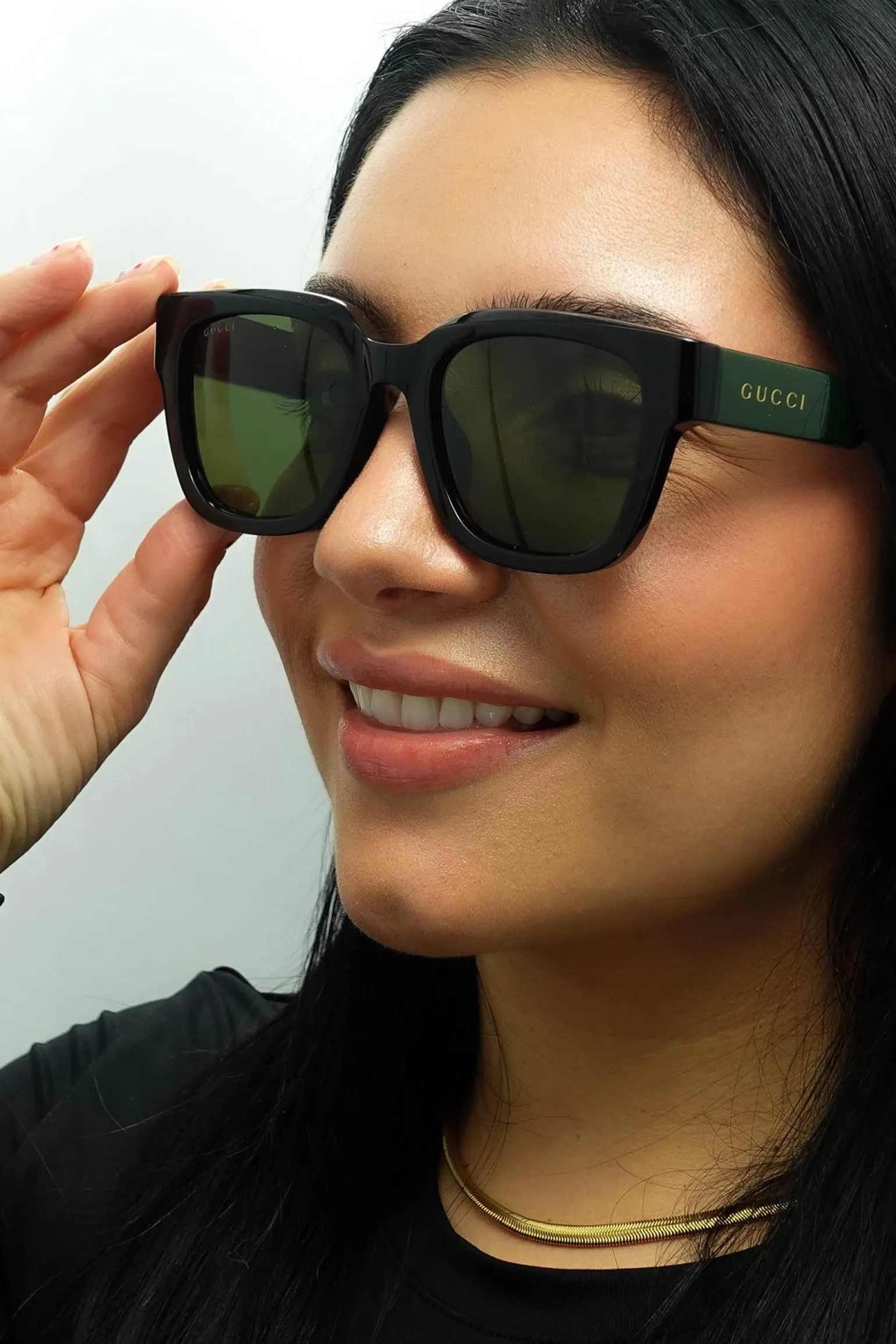 Gucci Sunglasses GG1670SK 005 Black with Green and Red Green