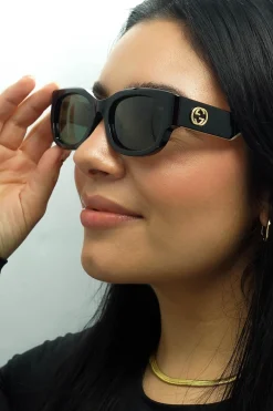 Gucci Sunglasses GG1667SK 001 Black with Ivory Grey