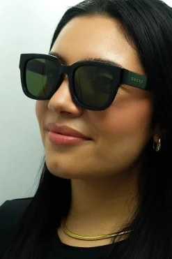 Gucci Sunglasses GG1670SK 005 Black with Green and Red Green