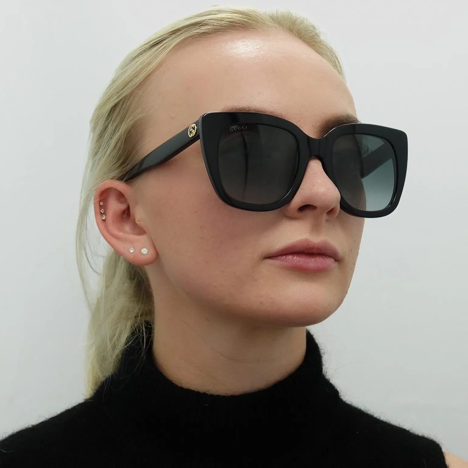 Gucci Sunglasses GG0163SN 001 Black Grey Gradient