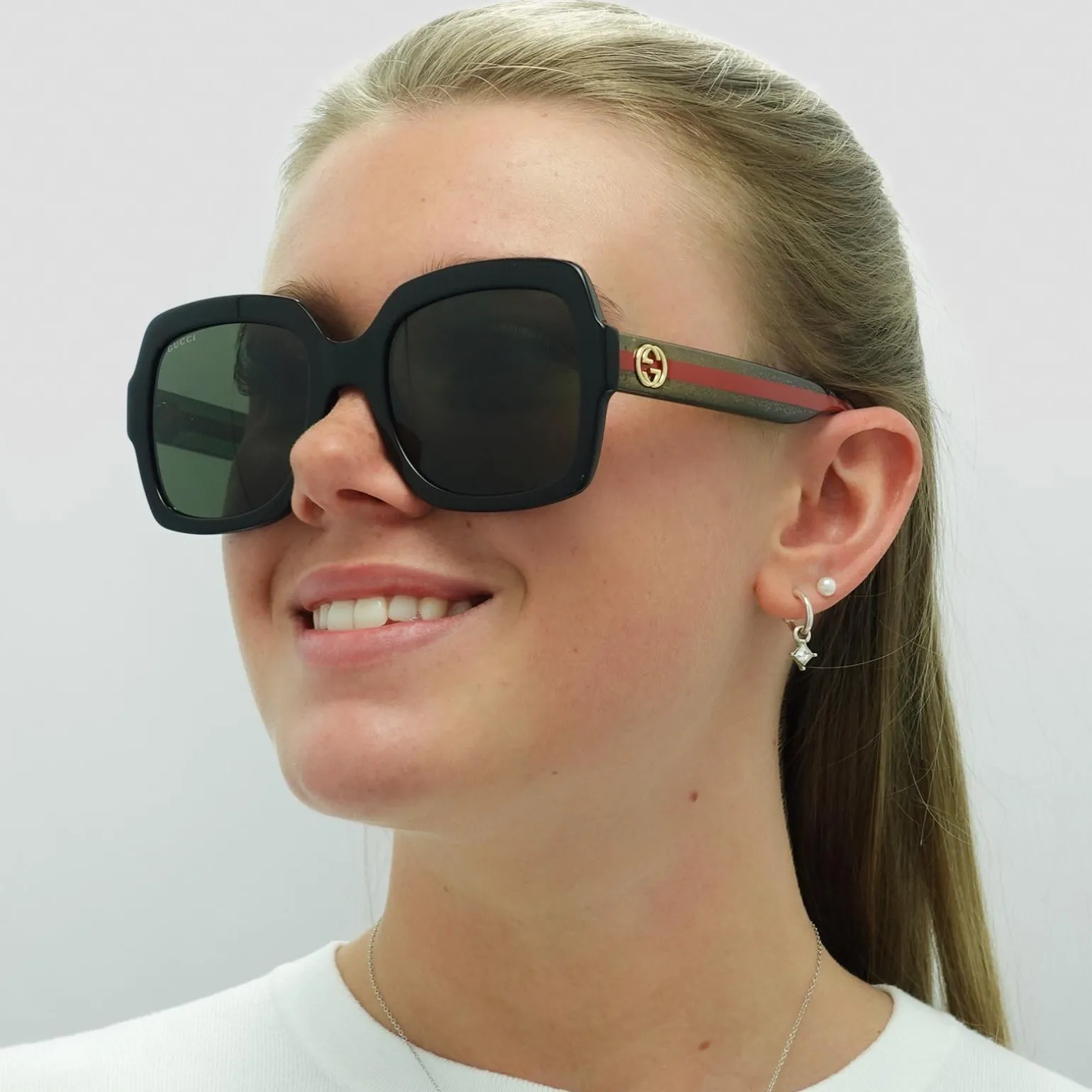 Gucci Sunglasses GG0036SN Black Green Glitter and Red Green