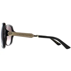 Gucci Sunglasses 0076S 002 Black Gold Grey Gradient
