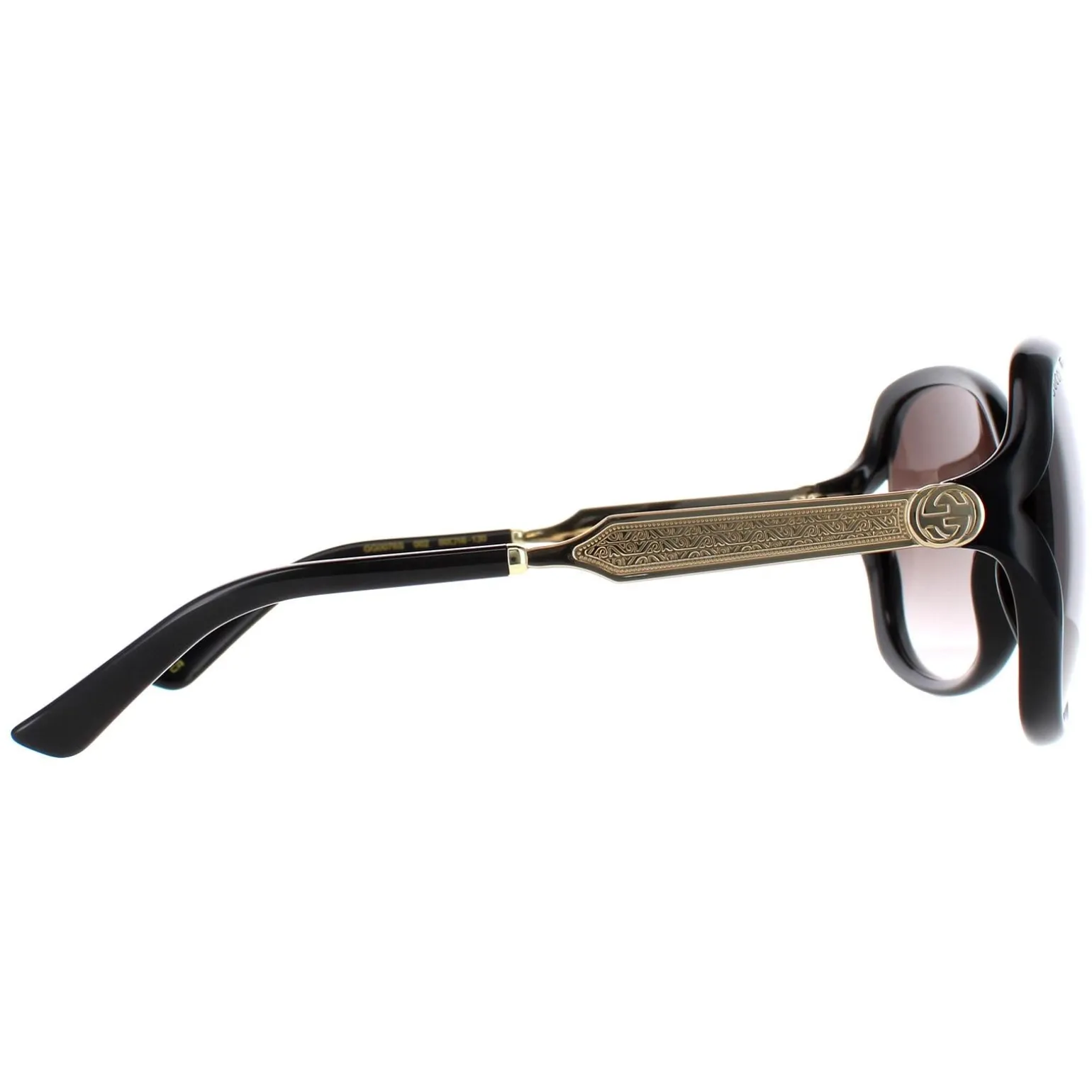 Gucci Sunglasses 0076S 002 Black Gold Grey Gradient