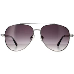 Guess Sunglasses GF0356 10B Shiny Light Nickeltin Smoke Gradient