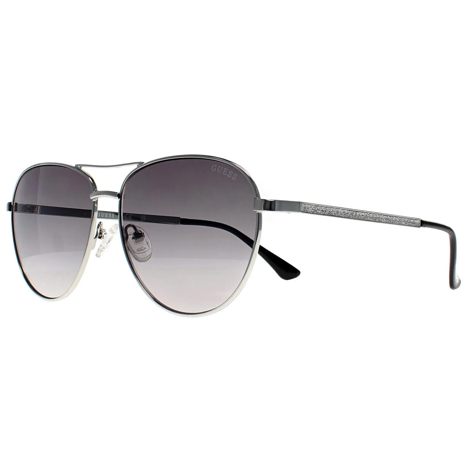 Guess Sunglasses GF6157 10B Shiny Light Nickeltin Grey Gradient