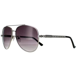 Guess Sunglasses GF0356 10B Shiny Light Nickeltin Smoke Gradient
