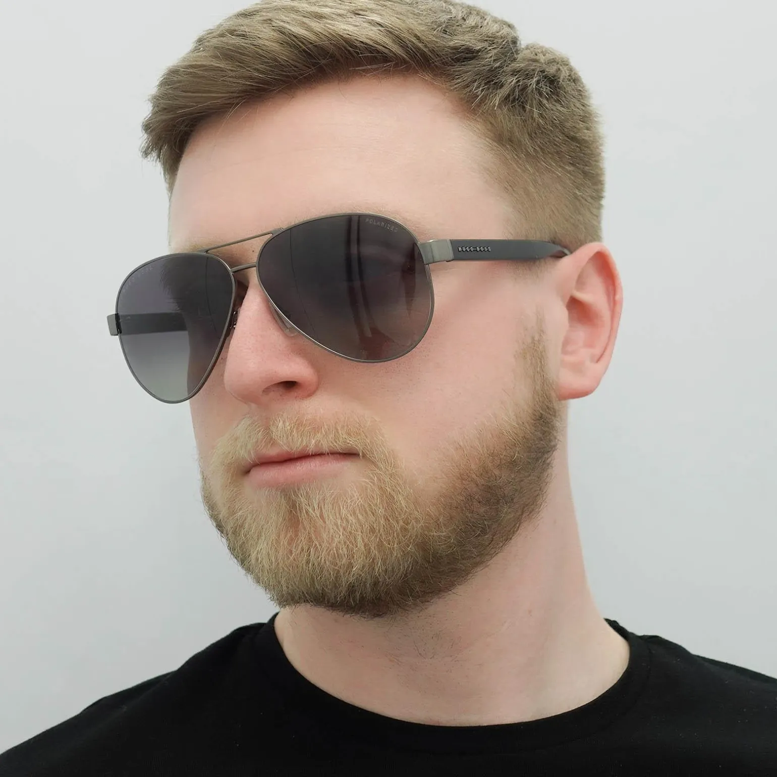 Hugo Boss Sunglasses BOSS 1241/S R80 WJ Matte Dark Ruthenium Grey Grad