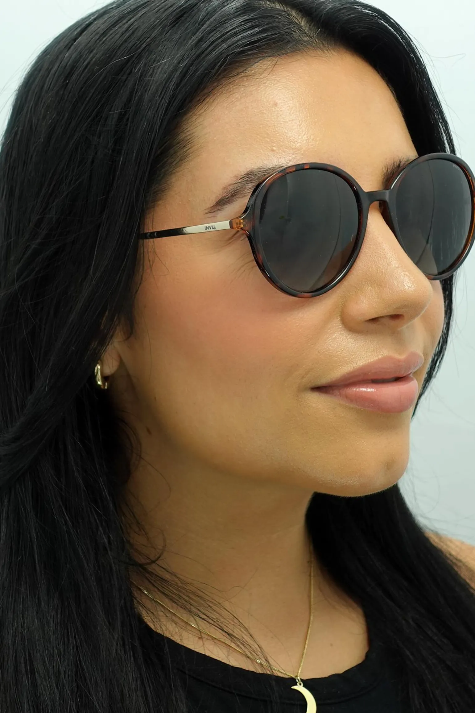 INVU Sunglasses B2135 B Demi Tortoise Brown Gold Grey Polarized