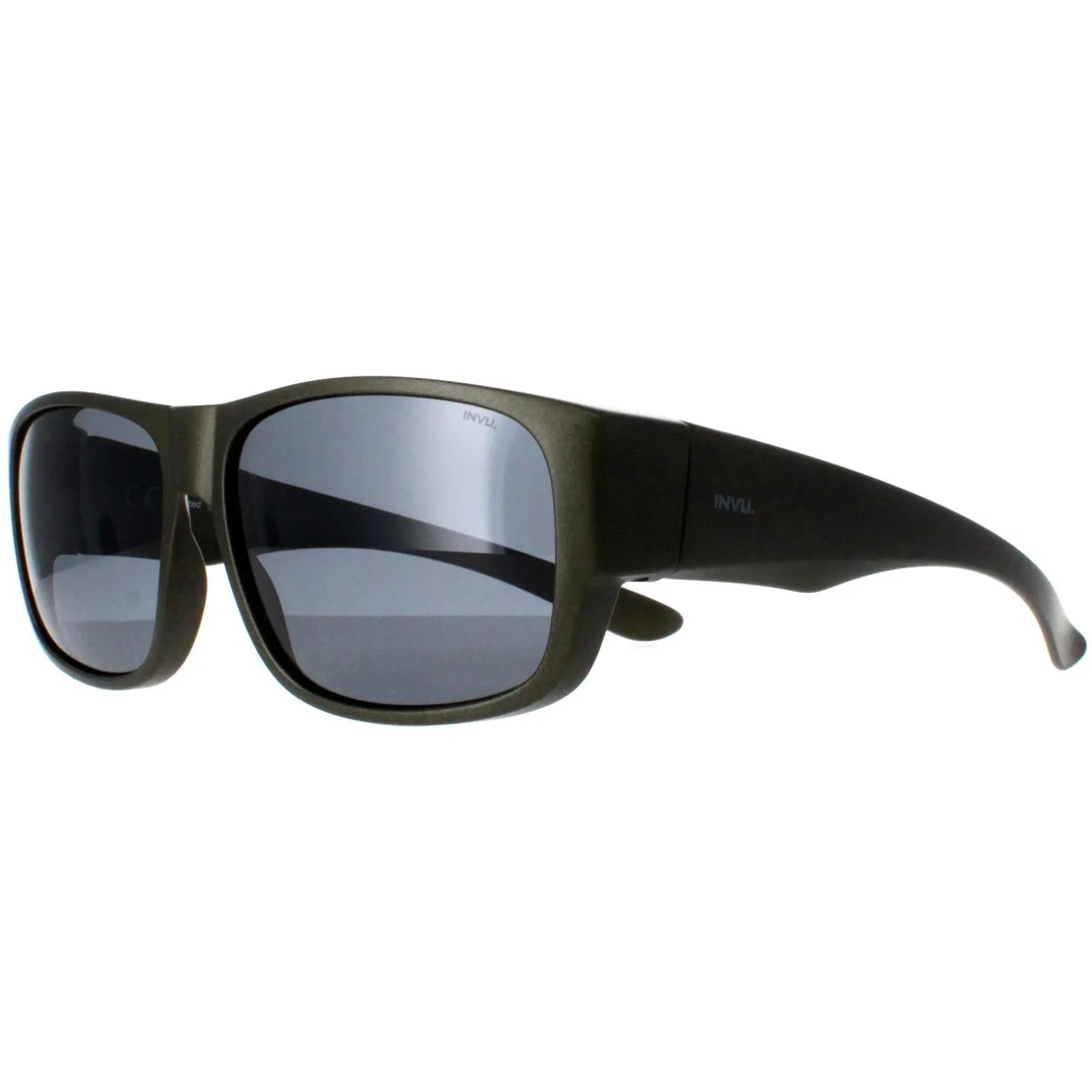 INVU Sunglasses E2601 E Matte Olive Metallic Grey Polarized