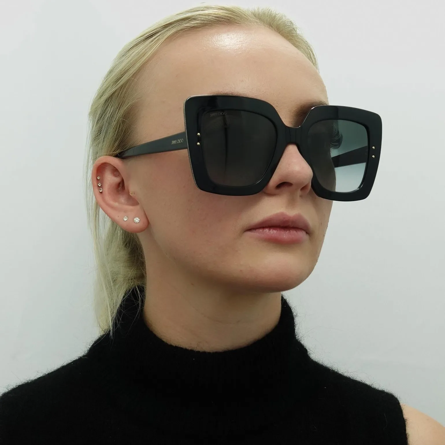 Jimmy Choo Sunglasses AURI/G/S 807 90 Black Dark Grey Gradient