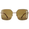 Miu Miu Sunglasses MU51YS 7OE01T Antique Gold Dark Brown