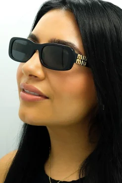 Miu Miu Sunglasses MU08ZS 1AB5S0 Black Dark Grey