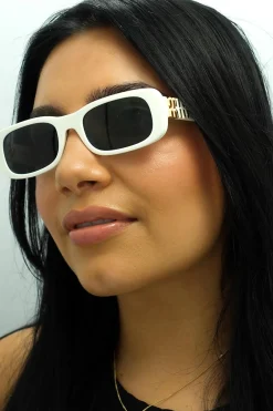 Miu Miu Sunglasses MU08ZS 1425S0 White Ivory Dark Grey