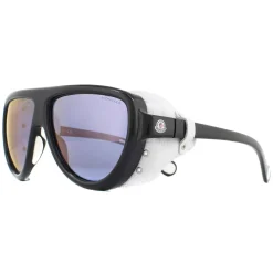 Moncler Sunglasses ML0089 01C Black with White Leather Blue with Viole