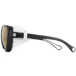 Moncler Sunglasses ML0089 01C Black with White Leather Blue with Viole