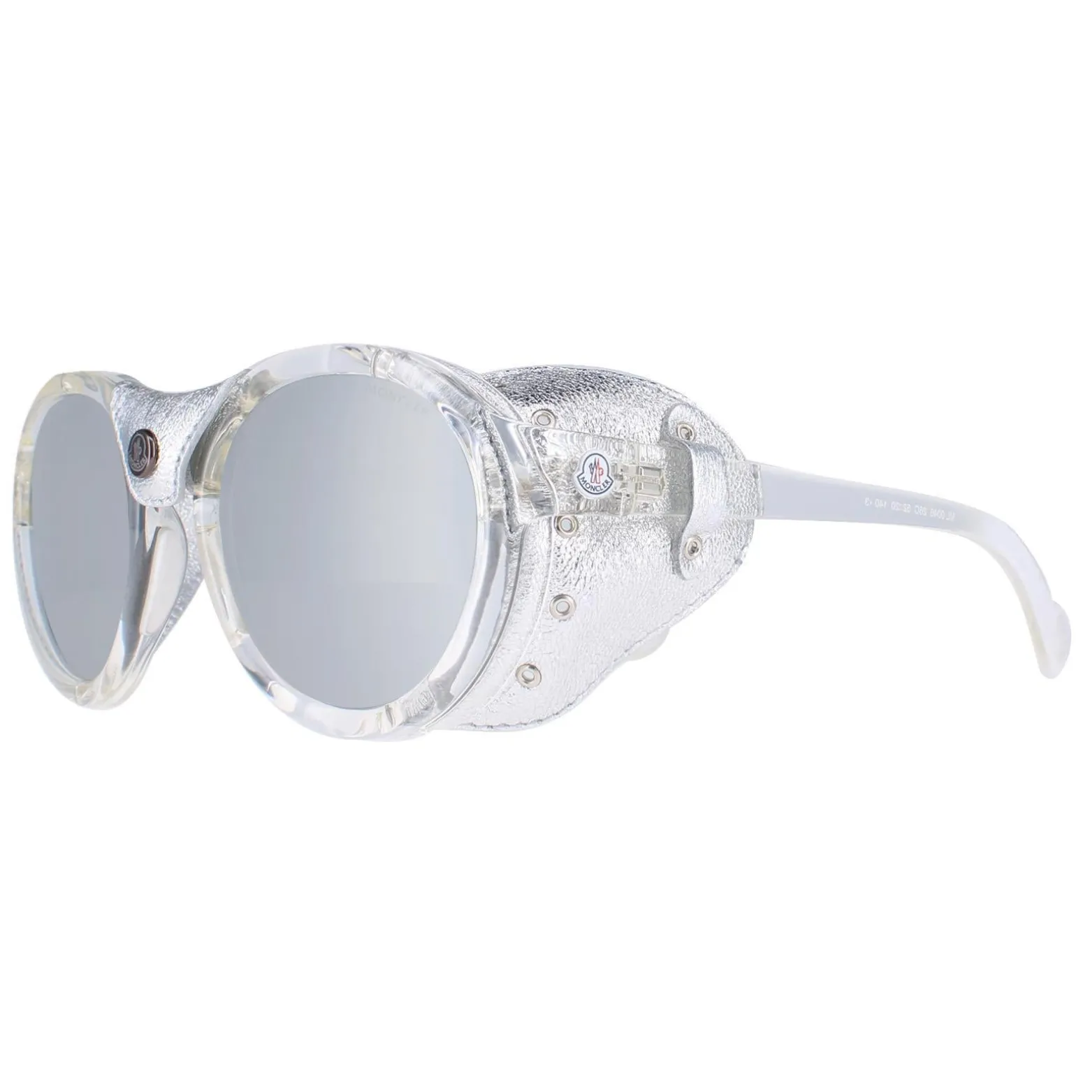 Moncler Sunglasses ML0046 26C Crystal Silver Grey Silver Mirror