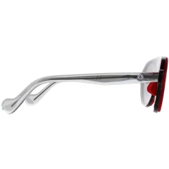 Moncler Sunglasses ML0052 66C Shiny Red and Grey Transparent Grey Mirr