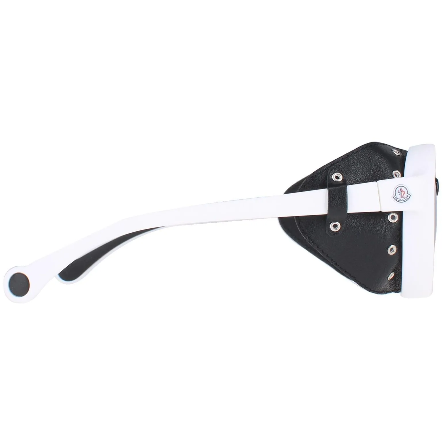 Moncler Sunglasses ML0046 21C White Black Leather Grey Silver Mirror