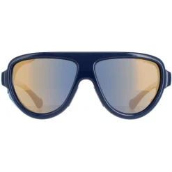 Moncler Sunglasses ML0089 90D Blue Leather Gold Mirror
