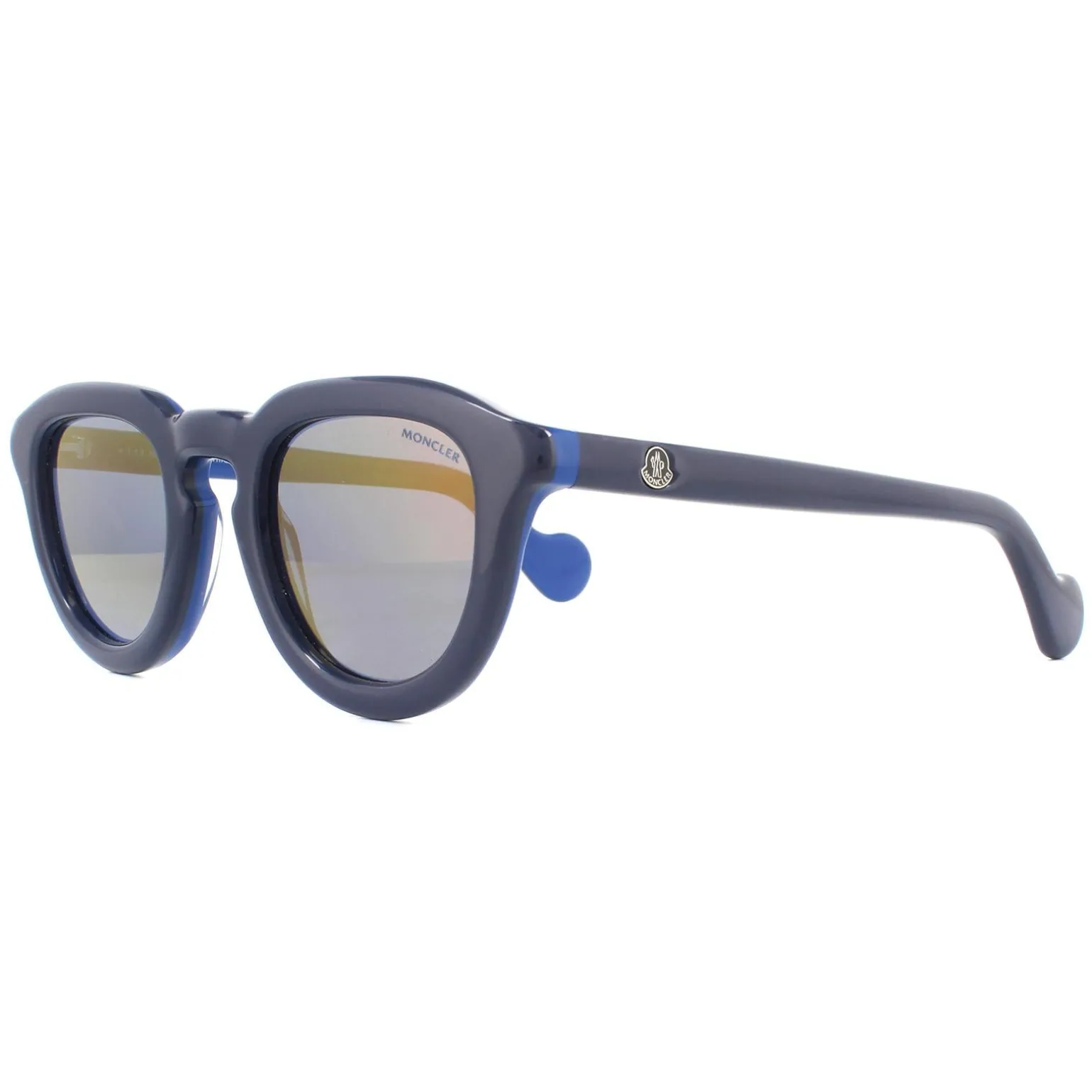 Moncler Sunglasses ML0079 92D Black Blue Polarized Gold Flash