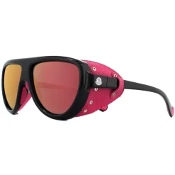 Moncler Sunglasses ML0089 01Z Shiny Black with Pink Leather Blue with