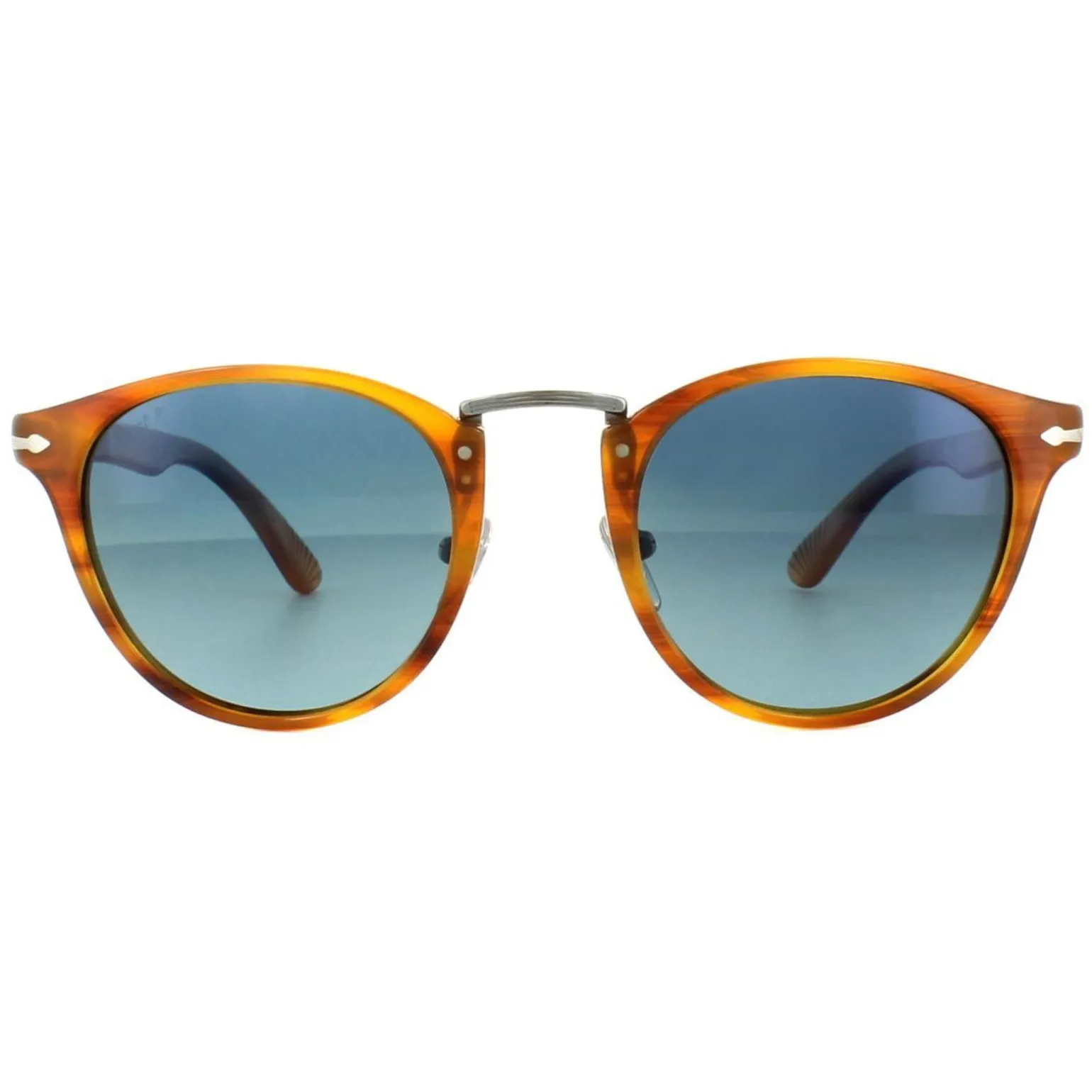 Persol Unisex Sunglasses 3108 960/S3 - Striped Brown Frame - Blue Pola