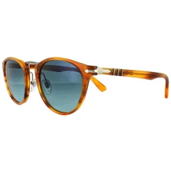Persol Unisex Sunglasses 3108 960/S3 - Striped Brown Frame - Blue Pola