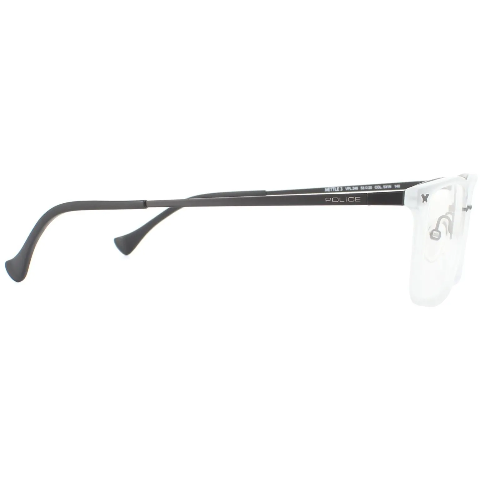 Police Glasses Frames Mettle 3 VPL248 531N Semi Matte Black Men