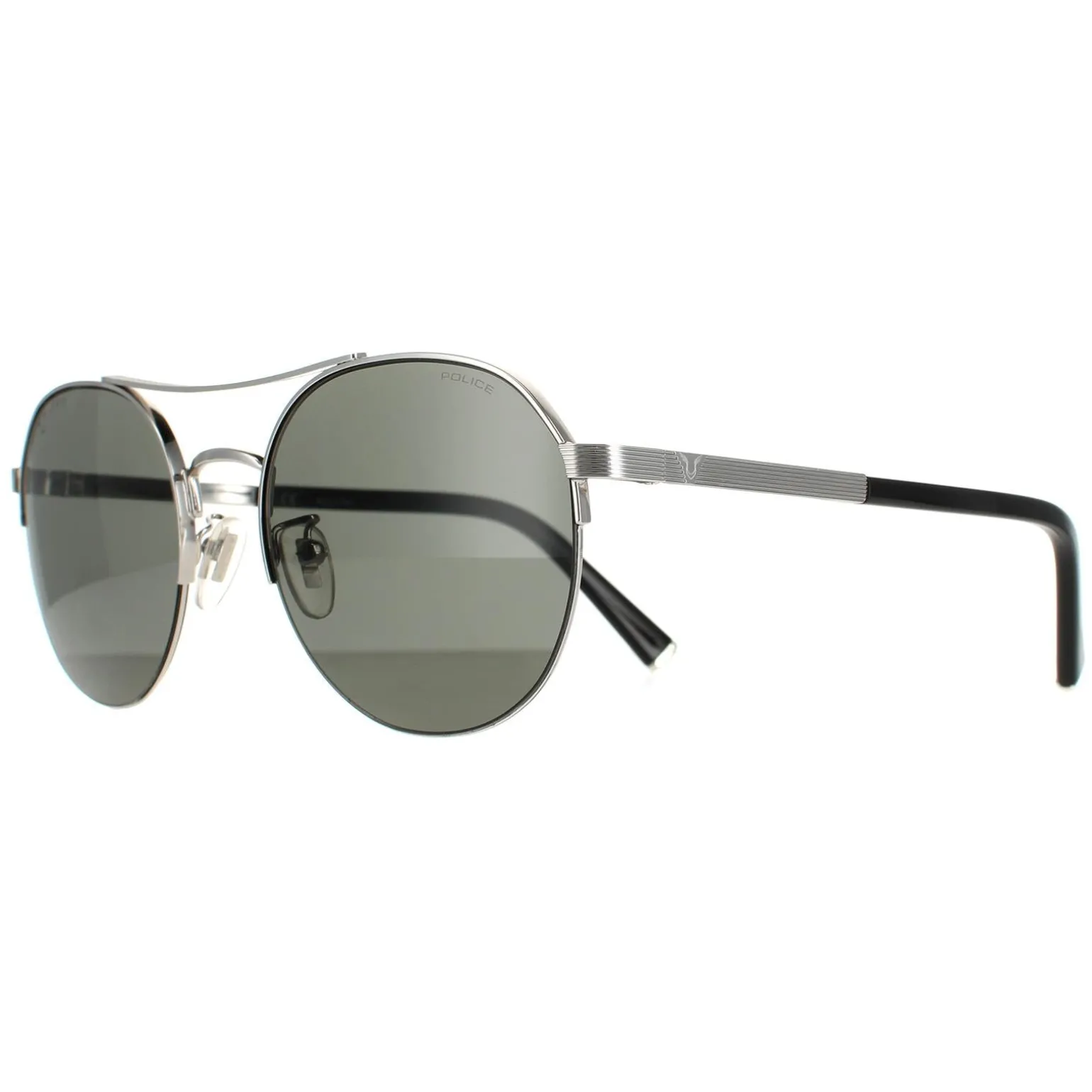 Police Sunglasses SPLA24 Lewis 03 0579 Shiny Full Palladium Smoke Grey