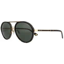 Police Sunglasses SPLA57 Record 2 0300 Shiny Rose Gold Green