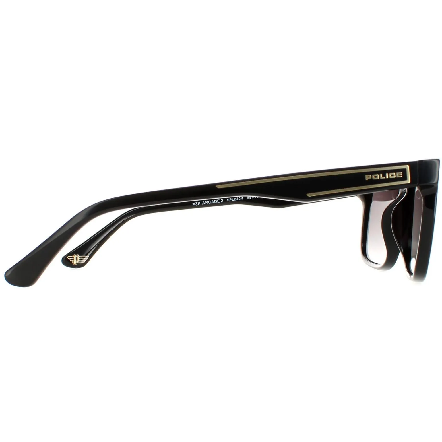 Police Sunglasses SPLB40N Arcade2 700P Shiny Black Smoke Gradient Pola
