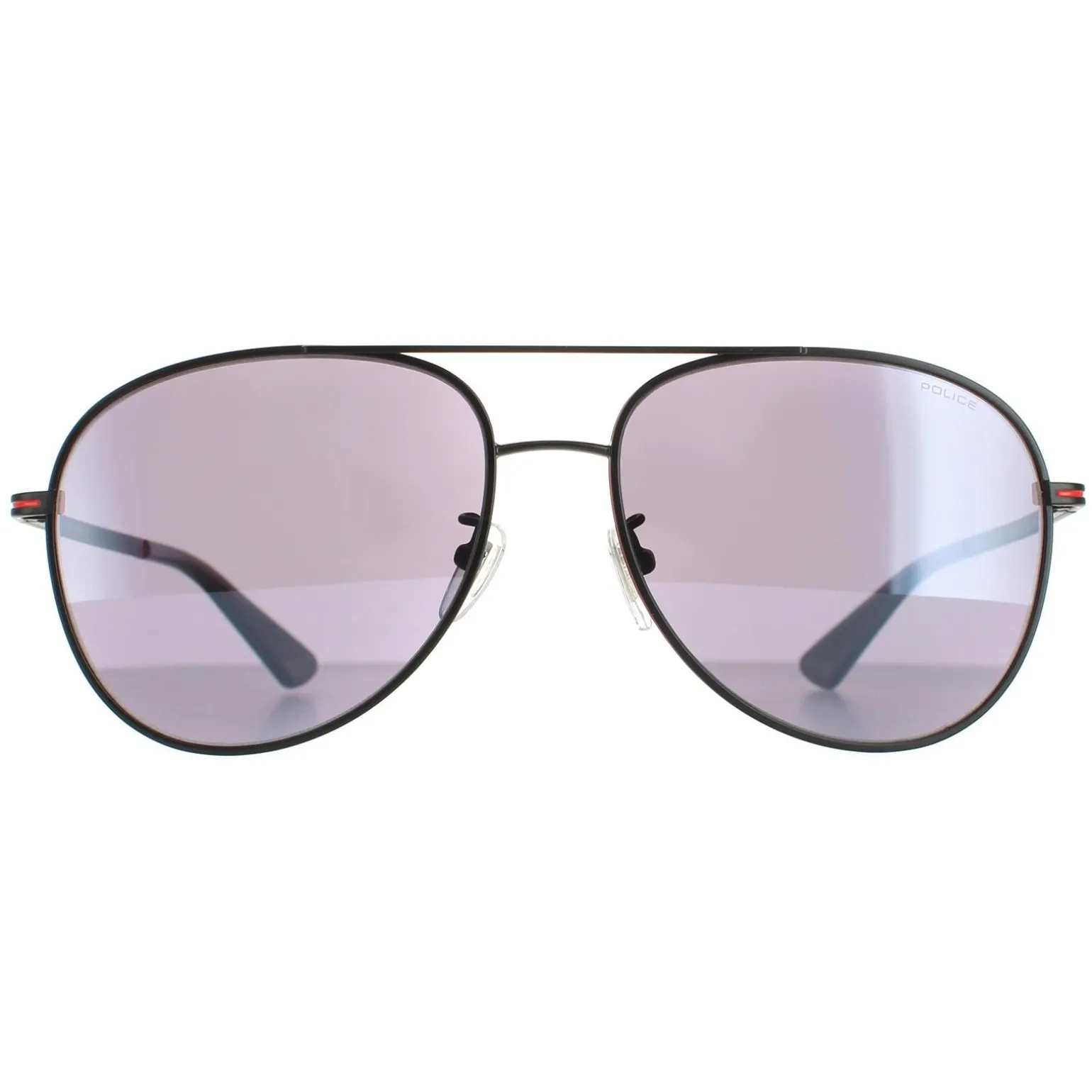 Police Sunglasses SPL777C Chief 1 8U6X Matte Black Smoke Mirror Silver