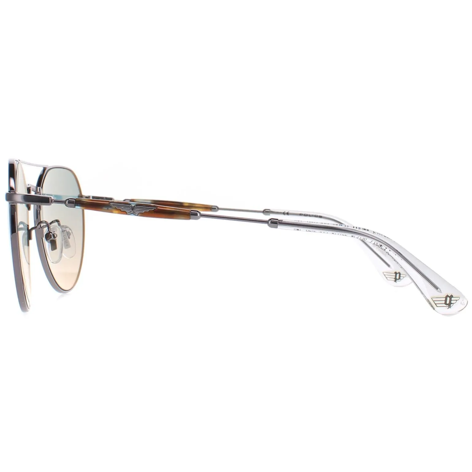 Police Sunglasses SPLF14 Urban 7 509B Shiny Ruthenium Smoke Mirror Sil